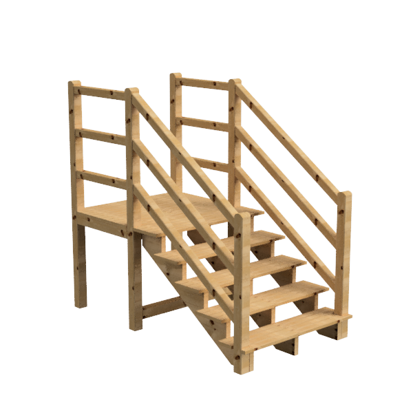 Scala legno con ringhiera e pianerottolo MILANO Scala legno con ringhiera e pianerottolo MILANO