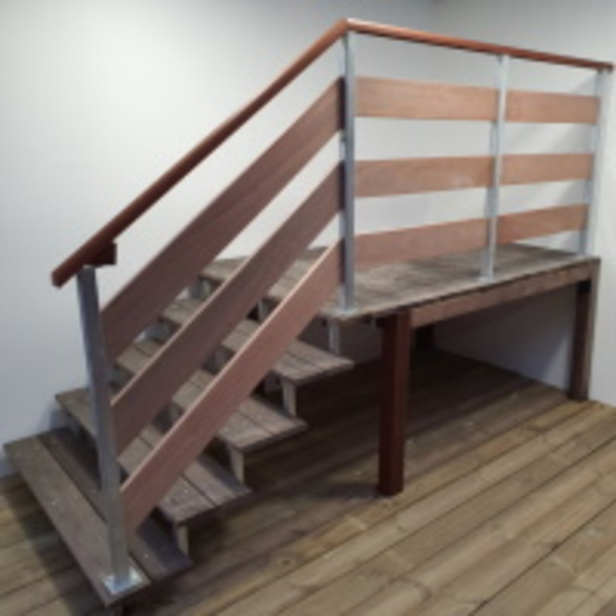 Steel / Hardwood deck stairs with landing