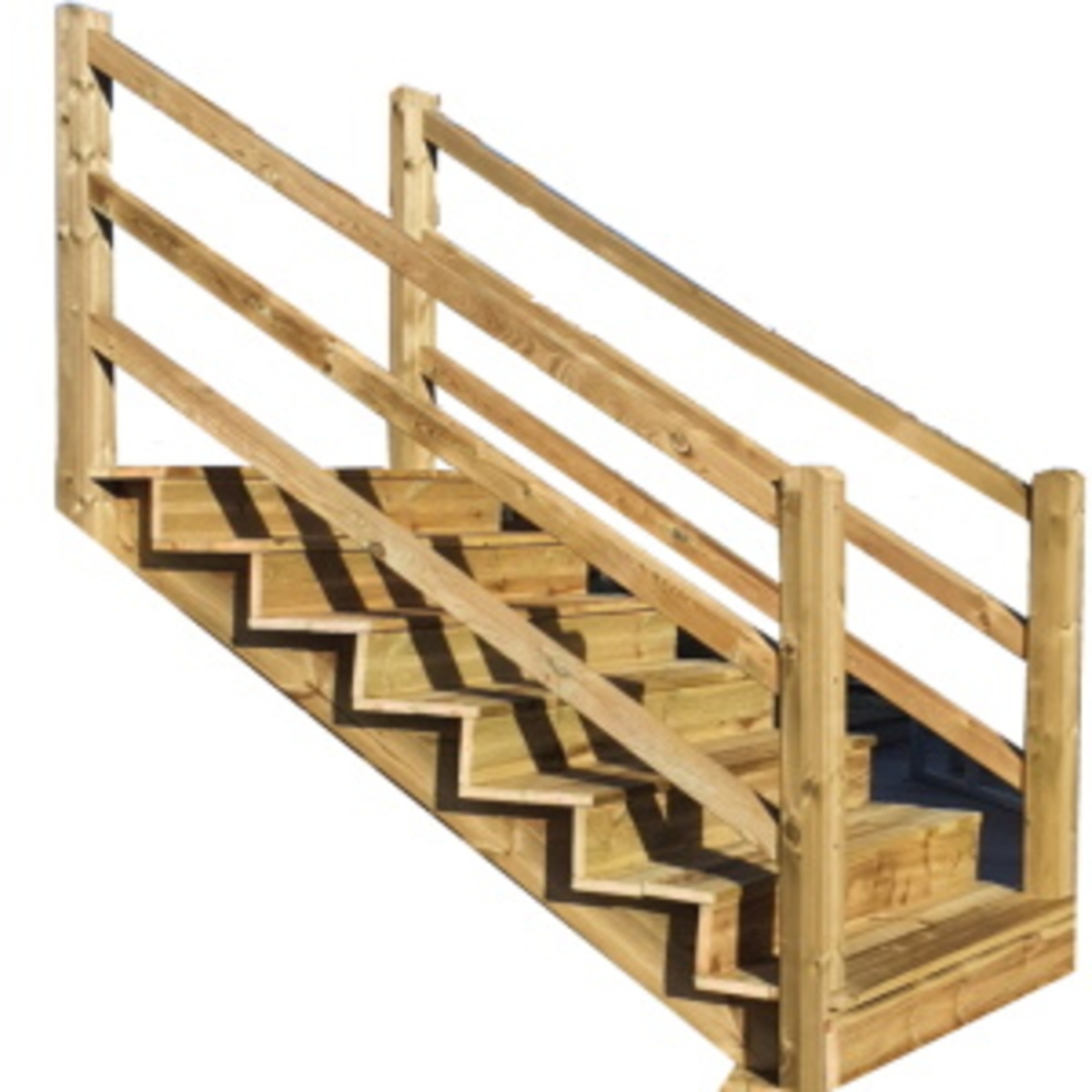 Außentreppe mit Treppengeländer Holz für Wandmontage
