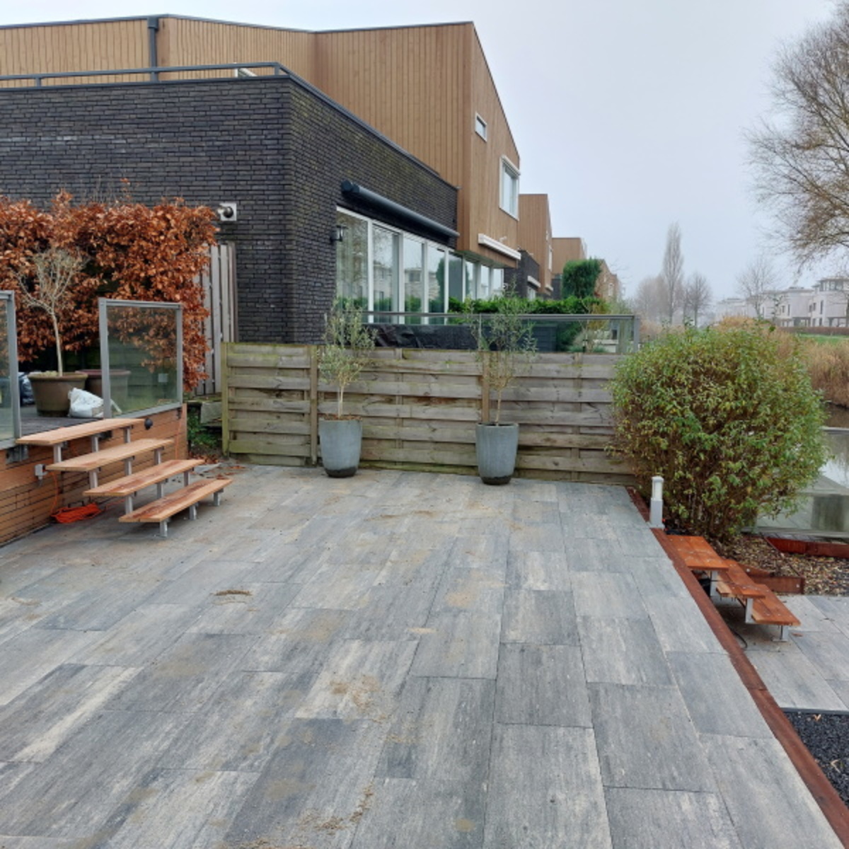 Doble juego de escalera para terraza de acero/madera dura (¡Gracias John!)