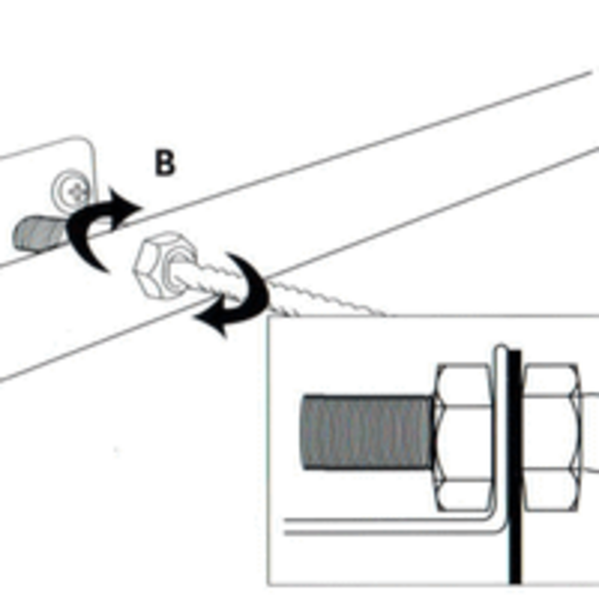 Tighten the nuts on the retractable canopy