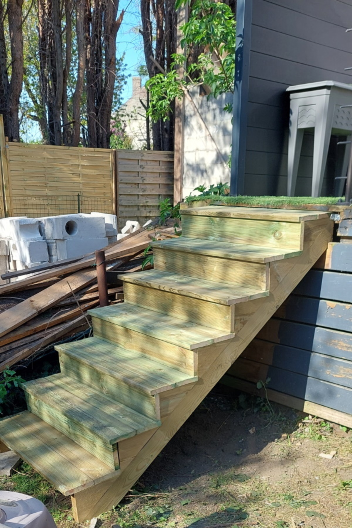 7-step wooden staircase, width 100cm, wood type C with counters (Thanks Grégory )