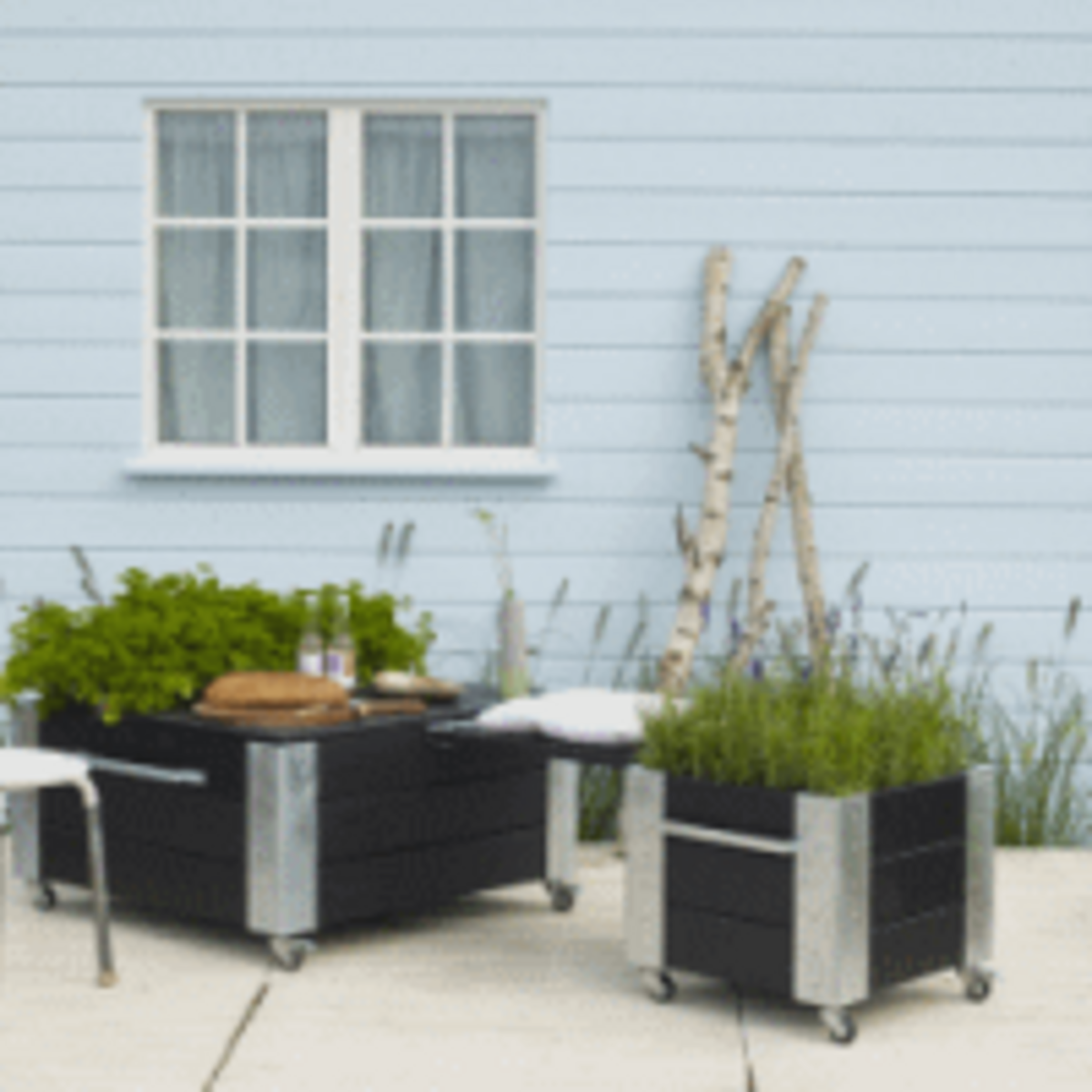 Jardinière bois sur roulette Jardinière bois sur roulette