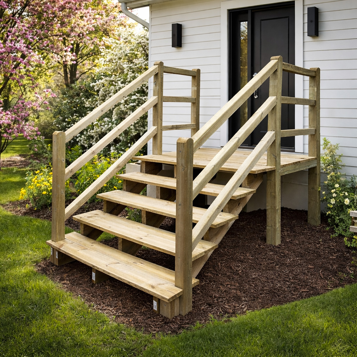 Milano outdoor stair with handrail and landing