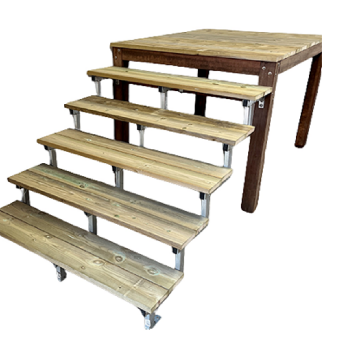 deck stairs with landing and pressure-impregnated wood type C