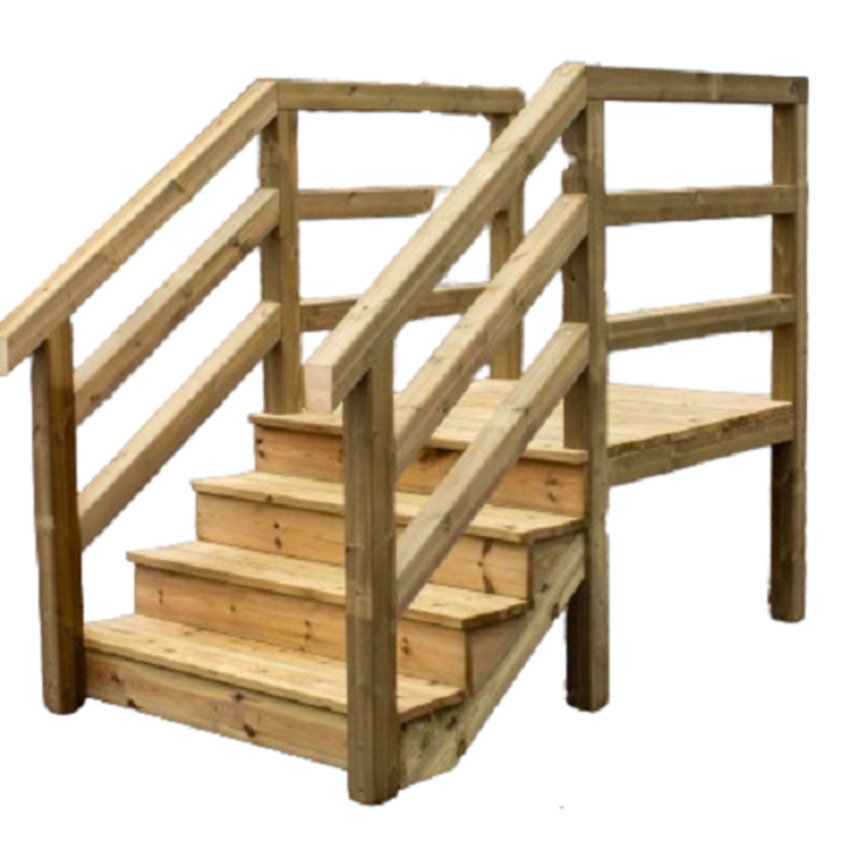 deck stairs with platform and handrail - straight