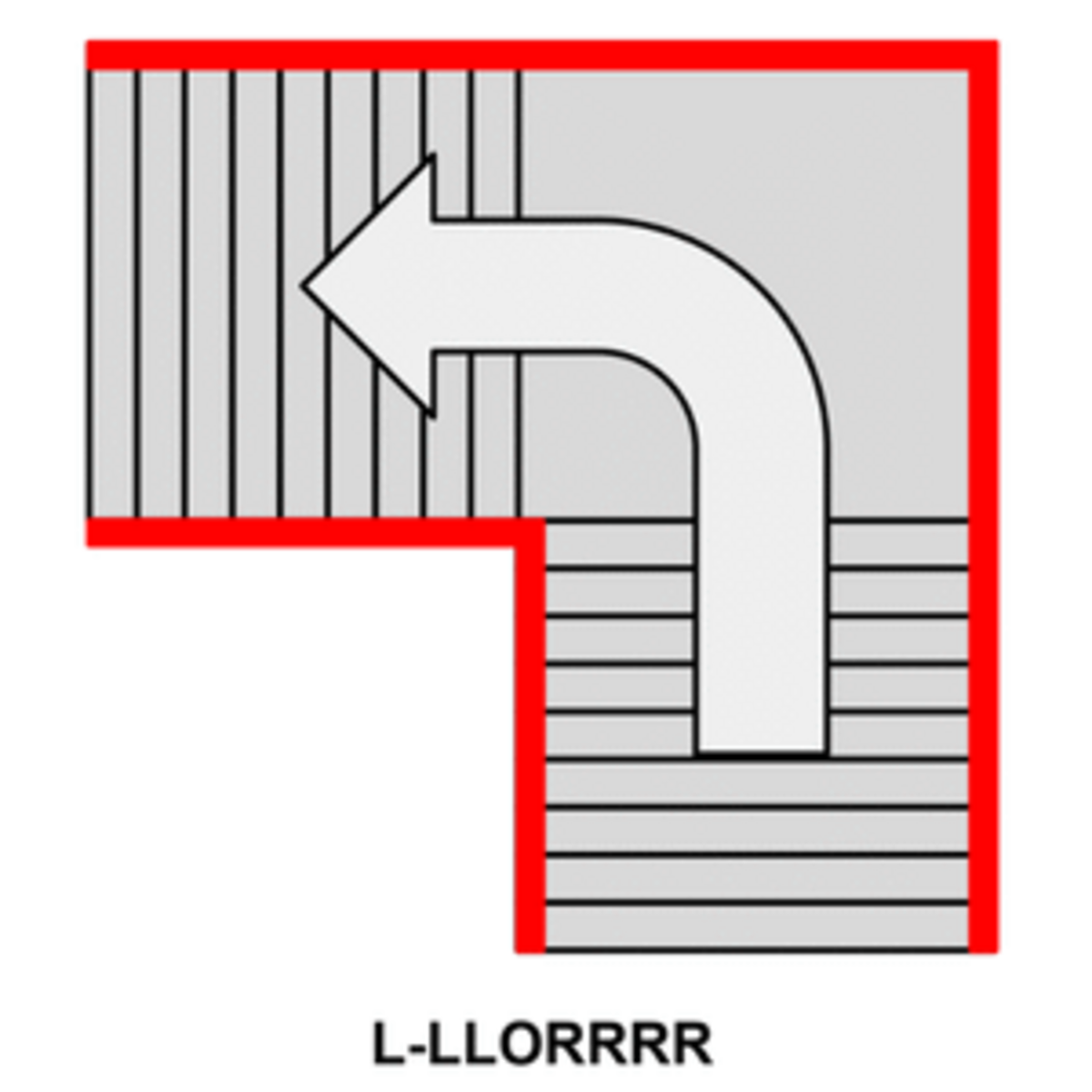 Scala con pianerottolo + scala gira a sinistra, corrimano e ringhiera sui 2 lati